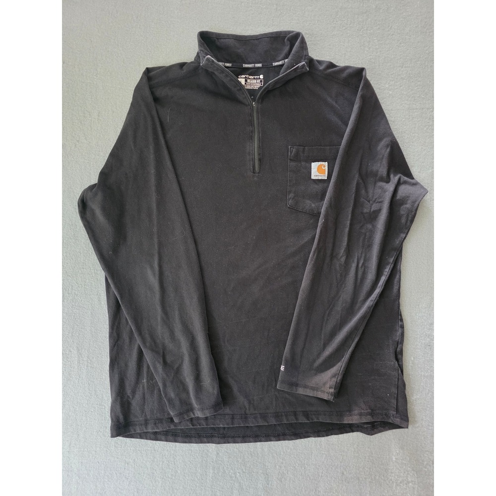 Carhartt Force Mens Black Relaxed Fit Quarter Zip Long Sleeve Shirt TK4255-M L